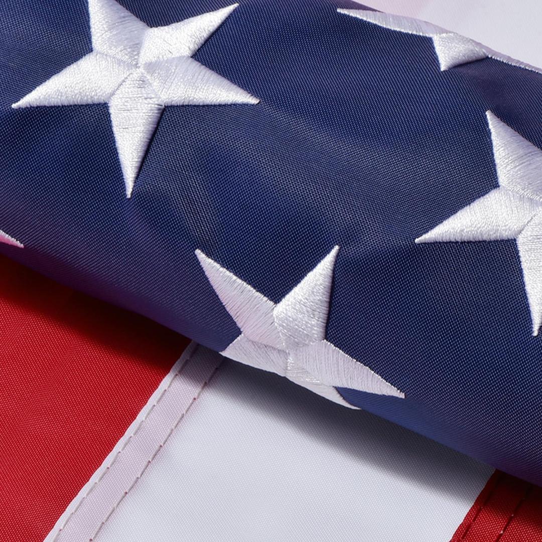 American Flags for Outside 5x8 FT- Heavy Duty US Flag USA Flag with Embroidered Stars, Sewn Stripes & Brass Grommets, Weather-Resistant, 4th of July Decorations