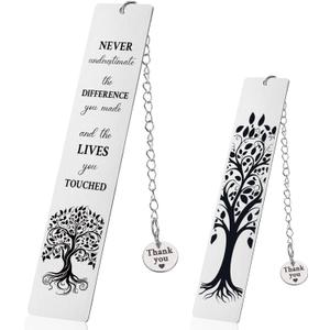 Inspirational Bookmark Gifts for Women Men - Metal Thank You Bookmarks with Never Underestimate The Difference Quote, Leaving Present for Colleagues Teacher Employees
