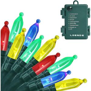 50-Count 8 Modes Christmas Lights With Timer, 18 Ft Battery Operated String Light Mini Lights Set for Indoor Outdoor Wreath Decor Christmas Tree Thanksgiving Day, Multicolor (Green Wire Multicolor)