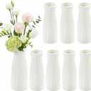 Qinyoung White Ceramic Bud Vase Set of 8, 8'' Small White Flower Vase for Centerpieces Floral Decor for Wedding Party Dining Table Home Decoration(Trendy)