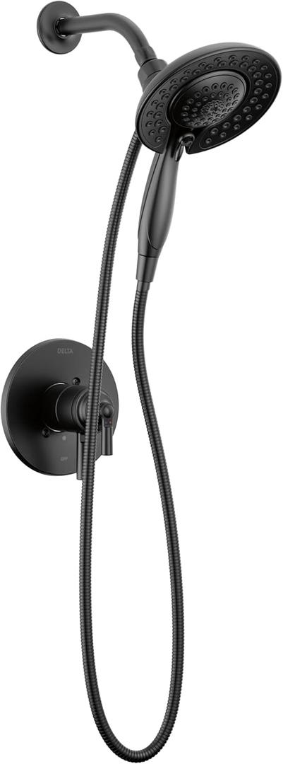 Delta Faucet Saylor 17 Series Black Shower Valve Trim Kit withIn2ition 2-in-1 Shower Head with Handheld Spray, Shower Faucet Set, Shower Head and Handle, Matte Black T17235-BL-I (Valve Not Included)