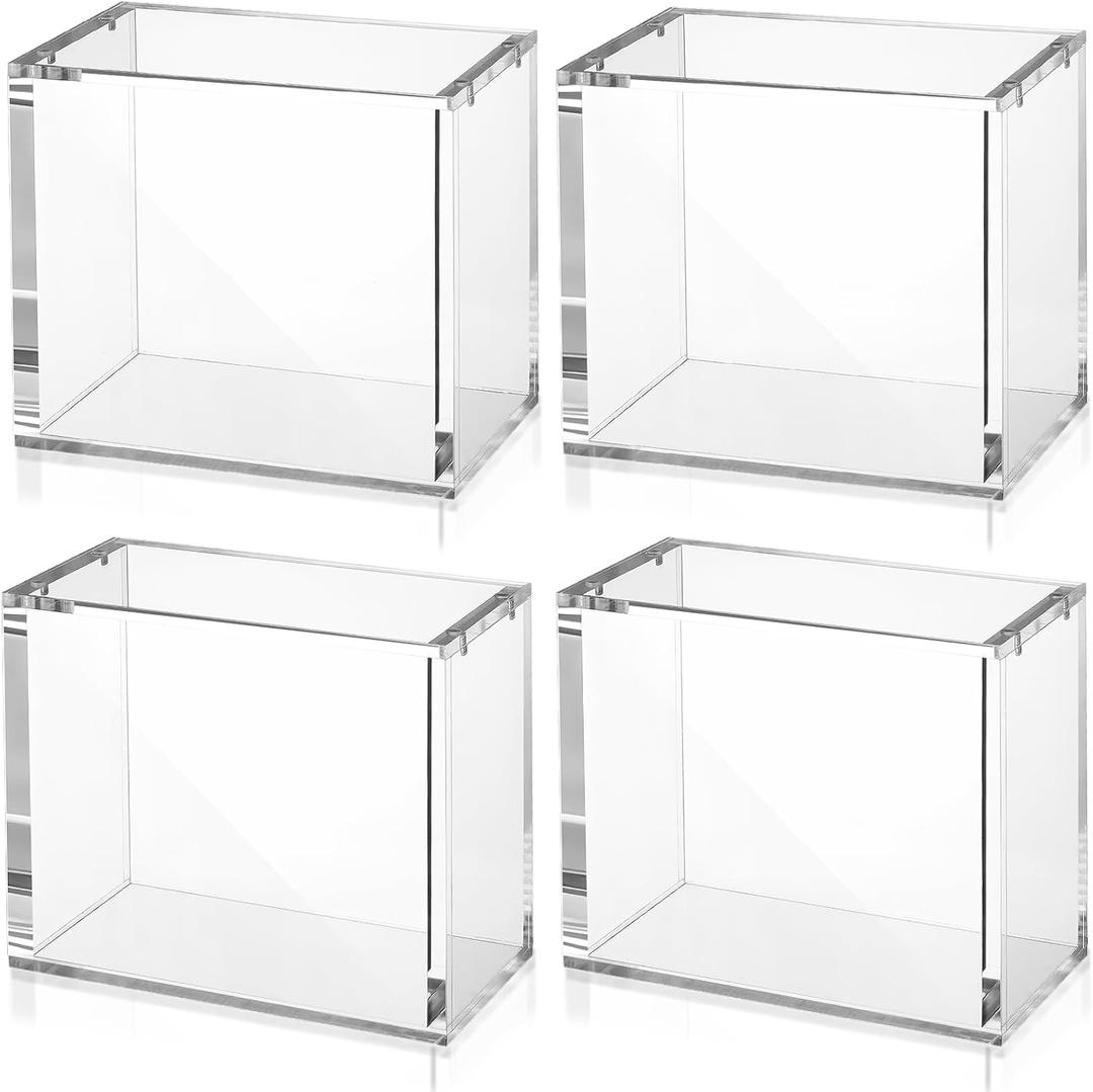 4 PCS Acrylic Display Case Compatible with PKMN Booster Boxes, Stackable 5mm Thick Booster Box Case Display Protectors Booster Box Storage for Cards Collectors