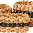 Small baskets for Organizing,Cute woven Storage basket with recycled paper rope for Shelves Bathroom,Little decorative basket,Set of 3 (Desert&Black)