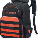 AUMTISC Tool Bag Backpack for Men, Heavy-Duty Tools Storage Organizer Work Bags Backpack for Construction Jobsite, Electrician, Industrial, Repairman, and HVAC Techs, Orange