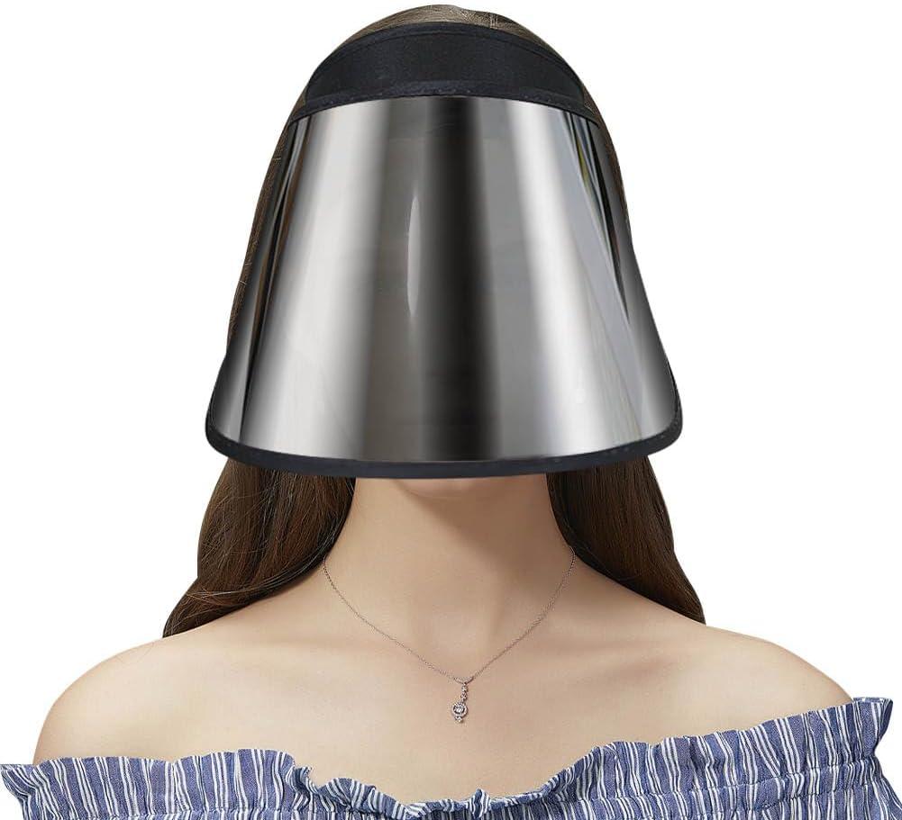 Face_Shield Protector Sun Visor Hat UV Protection Summer Sun Cap Great for Oudtoor Hiking Camping Golf Tennis Cycling Silver Black
