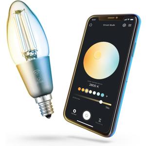 Globe Electric Wi-Fi Smart 4.5W (40W Equivalent) Straight Filament Tunable White Clear LED Light Bulb, No Hub Required, Voice Activated, Energy Star, 2000K - 5000K, Vintage Edison Style, 350 Lumns (1 Count (Pack of 1))
