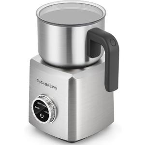 CASABREWS ARTIST Milk Frother, 4-in-1 Electric Milk Steamer for Hot & Cold Foam, Die-Cast Aluminum Body for Latte, Cappuccino, Hot Chocolate, Dishwasher Safe, Knob Control, Great Coffee Gift