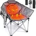 Suteck Heated Camping Chair, Oversized Outdoor Portable Heated Folding Chairs with 12V 20,000mAh Power Bank, Heated Foldable Chair Seat, Heating Chair for Outdoor Sports Camping Patio, 650lbs (Smoky Gray With Battery)