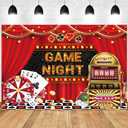 7x5ft Game Night Backdrop Jackpot Gamble Gaming for Boys Birthday Photography Background Turntable Dice Chess Card Playing Card Banner Decorations Men Adults Gaming Party Photo Booth Prop