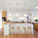 BYOLIIMA Modern Gold Pendant Light 3 Pack Brushed Brass Mid Century Chandelier White Cylinder Glass Shades Adjustable Rods Farmhouse Ceiling Hanging Lighting Fixture Kitchen Island Dining Room Bedroom, 20'' L x 4.72'' W x 4.72'' H