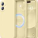 LOVE 3000 Designed for iPhone 17 Case, Premium Silicone [Compatible with Magsafe][Soft Anti-Scratch Microfiber Lining] Shockproof Protective Phone Case for Men Women 6.3", Creamy Yellow