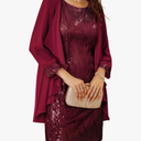 GRACE KARIN Women's Sequin Dress - Wedding Guest & Mother of The Bride Formal Dress - Two Piece Knee Length, 2XL
