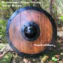 Renaissance Armor Viking Shield Brown Full Size Replica Shield Wooden Shield Decorative Shield Battle Ready Fantasy Cosplay LARP Reenactment Halloween Costume