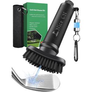Golf Club Cleaner Brush and Towel, Golf Club Brush Groove Cleaner Magnetic, Golf Bag Accessories for Men Gifts