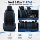 SecosAutoparts 5-Seat Car Seat Covers Full Set Microfiber Leather Waterproof Blue and Black Compatible Universal Fit Most Sedans SUVs Trucks Automotive Interior Seat Covers
