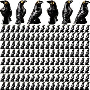 150 Pcs Mini Resin Crows Figurines Halloween Miniature Black Raven Bird Decor Tiny Crows Figures Mini Animals Figurines for Halloween Micro Landscape Crafts Ornaments Table Decoration (150)