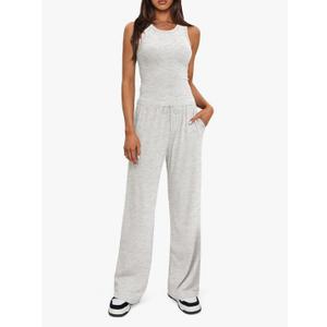 Darong Women's 2 Piece Outfits Lounge Sets Sleeveless Tank Tops Wide Leg Pants Sets Tracksuits Match Sets Small