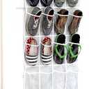 Simple Houseware 24 Pockets- Crystal Clear Over The Door Hanging Shoe Organizer, Gray (64" x 19")