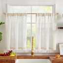 jinchan Tier Curtains 24 Inch for Small Window Linen Blend Cafe Curtains Farmhouse Rustic Half Window Drapes for Kitchen Living Room Bedroom Light Filtering Rod Pocket 2 Panels Neutral Crude