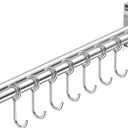 ASkinds Utensil Hanging Rack Stainless Steel Rail Hanger Rod Wall Mounted Pot Pan Lid Holder Cookware Storage Organizer with Sliding Hooks for Kitchen Bathroom