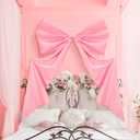 Wavwavw Big Wall Bow Decorations 39 x 72 Inch Giant Birthday Party Decor Ribbon Hanging Tie Bow Decor for Coquette Party Baby Shower Wedding Bridal Bachelorette Supplies(Pink,Polyester,Weeding)