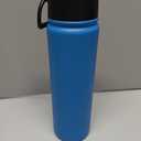 24 oz Insulated Water Bottle with Straw, Stainless Steel Double Wall Vacuum Thermos with Straw Lid Leak Proof, Wide Mouth Lid, Keep Cold and Hot (Blue)