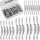 THKFISH Fishing Spin SinkerCrescent Sinker with 3 Roller Swivels Fishing Sinker Drop Shot Weights Fishing Weights Kit Inline Trolling Sinkers,Torpedo Sinkers Saltwater Freshwater,1/2-6OZ, sliver (MIX)