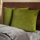 PHF Super Soft Velvet Euro Sham, 26"x 26",No Insert, 2 Pack Color Gradient Euro Pillow Covers, Ultra Cozy Pillow Covers for Luxurious Home Decorative, No Shedding, No Pilling, Olive Green