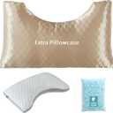 Side Sleeper Pillows for Adults - Curved Pillow with 3 Compartments for Neck Pain Relief, Adjustable Crescent Pillow Side Sleeper with Extra Shredded Memory Foam Bag and 2 Pillowcases, 19 * 29in