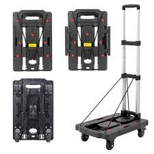 HBFBDRCT Folding Hand Truck Dolly, 330Lb Trolley Cart with 5 Brake Silent Wheel, Platform Cart, Car Seat Dolly for Airport for Luggage, Moving, Travel, Shopping & Office Use