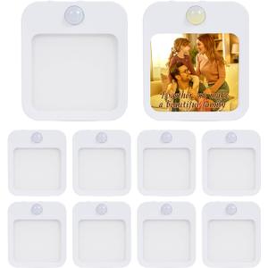 PYD Life 10 Pack Sublimation Night Light Blanks Plug in Motion Sensor 3" x 2.7" x 1.6",Warm Yellow LED Nightlight Adjustable Brightness for Bedroon,Bathroom,Hallway,Stairs,Kitchen