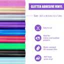 Permanent Vinyl Sheets for Cricut, 12 x 12 Glitter Self Adhesive Vinyl Self Adhesive, 9 Assorted Metallic Colors Craft Vinyl Sticker Plus 2 Transfer Tape for Weeding Machines, Printers, Car Decal