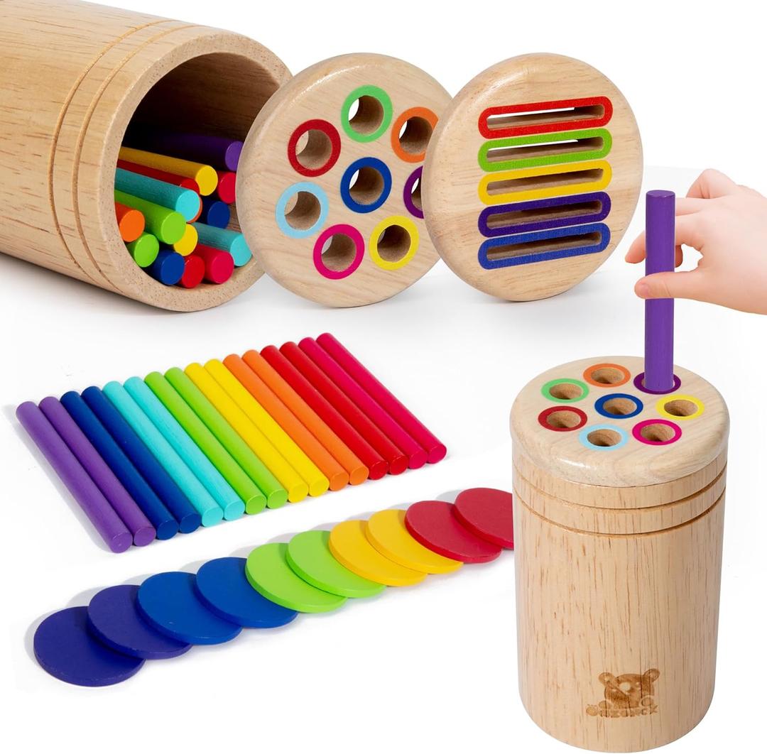 Wooden Learning Color Sorting Toys for Toddlers Sensory Sorting Coin Box Toys for Toddlers 1-3 Fine Motor Skills Toys and Matching Games for Toddler Learning Toys