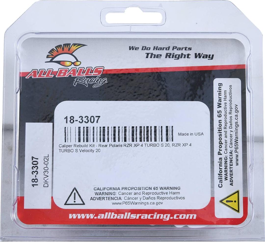 All Balls Racing 18-3307 Caliper Rebuild Kit Compatible with/Replacement For Polaris RZR XP 4 TURBO S 2020