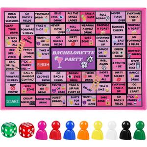 Fofeadm Bachelorette Party Drinking Games for Adults, Rubber Mat Drinking Board Game, Funny Party Interactive Drinking Games for Girls Night, Bachelorette Party, Age 21+, 2-8 Players