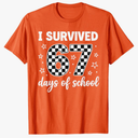 I Survived 67 Days of School Students Teachers 100th Days T-Shirt (XL, Orange)