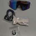 OULAIQI Cycling Sunglasses Polarized Sunglasses for Cycling Men Women with 1 Lens or 3 Interchangeable Lens Baseball Glasses (Whiteblue)