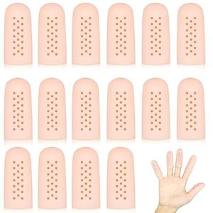 Gel Finger Cots with Air Holes, Gel Finger Protectors Finger Covers Protection for Finger Tips, Breathable Finger Covers Finger Caps Gloves Finger Protectors for Wound, Finger Cracking, 10Pcs