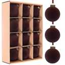 12 Pcs Velvet Christmas Balls Bulk Shatterproof Plastic Christmas Tree Decorations for Decorative Hanging Baubles (12, Coffee, 3.15Inch)
