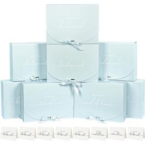 8Pack Bridesmaid Proposal Box with Bridesmaid Cards, Bridesmaid Boxes with Ribbon, Maid Matron of Honor Proposal Box, Boxes for Bridesmaid Proposal, Bridesmaid Proposal Gifts (Blue)