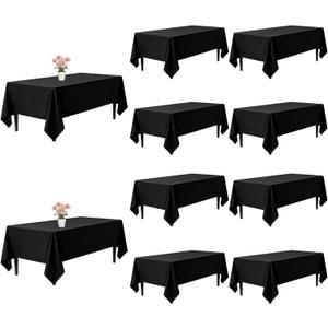 10 Pack Black Tablecloths 60x102 Inch Black Table Cloth for 6 Foot Rectangle Tables, Wrinkle Resistant Rectangular Tablecloth Washable Polyester Fabric Table Covers for Party Banquet Wedding Buffet