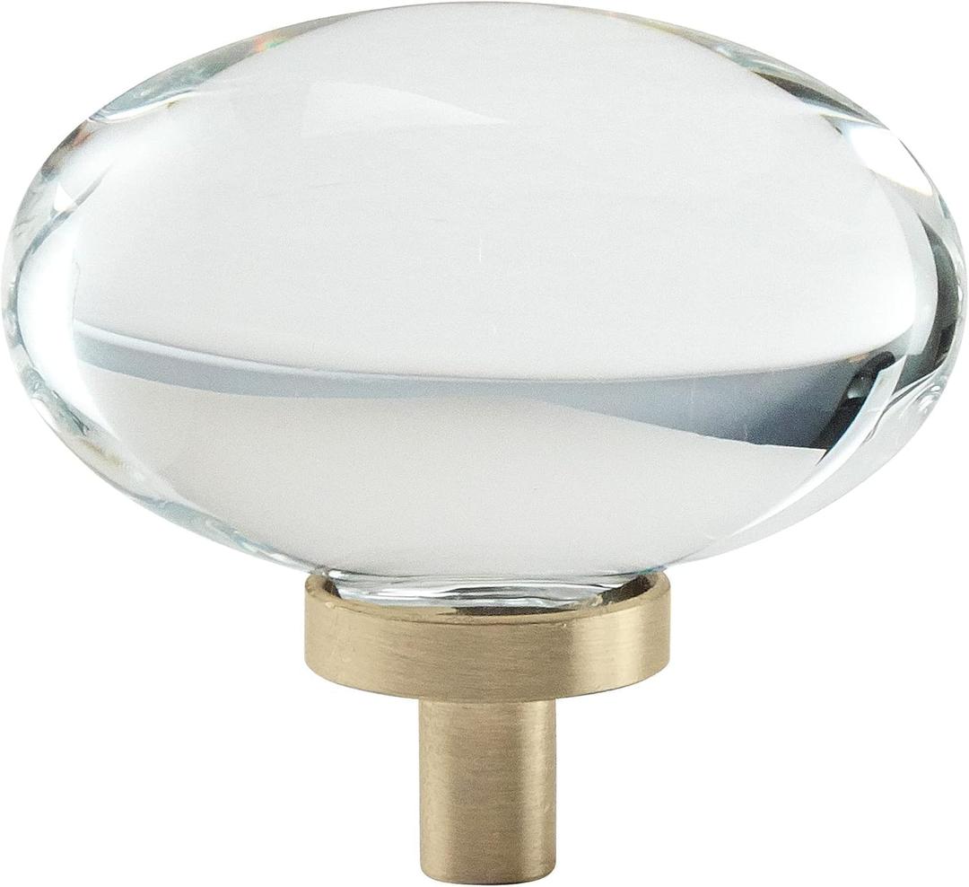 Amerock | Cabinet Knob | Clear/Golden Champagne | 1-3/4 inch (44 mm) Length | Glacio | 1 Pack | Drawer Knob | Cabinet Hardware (Oval)