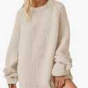 Saodimallsu Womens Oversized Sweater 2026 Spring Trendy Fuzzy Crew Neck Long Sleeve Casual Tunic Sweaters Large