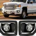 Fog Lights Compatible with 2015-2019 GMC Sierra 2500HD/ 3500HD, Bumper Driving Fog Lamp Assembly Replacement Fog Light Kit, DOT Certified(1 Pair)