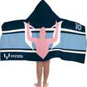 Jay Franco Kids Hooded Towel – 22" x 51" Super Soft Bath Wrap with 3D Hood, Beach, Pool & Travel, Official Licensed Product, Blue - Messi