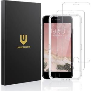 UNBREAKcable Shatterproof Tempered Glass Screen Protector for iPhone SE 2022/SE 2020, iPhone 8/7 [2-Pack] [99.99% HD Clear] [Easy Installation Frame] [9H Hardness][Bubble Free] for Apple 4.7''