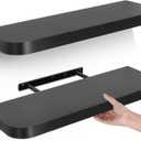 Gronda Black Floating Shelves for Wall, 24 Inch Wall Mounted Wood Shelf Set of 2, Modern Home Decor Storage Large Shelf Long Heavy Duty for Bathroom, Bedroom, Kitchen, Office, Living Room