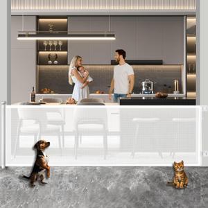 Huafly 71 Inch Retractable Baby Gates, no Drilling Baby Gates, Child Gates, Safety Gates, Extra Long Dog Gates on Doorways, Stairs, Outdoor, Indoor ((White, 71 Inch)