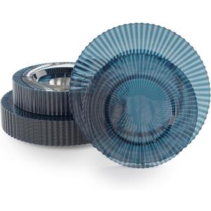 Exquisite 80 Piece Plastic Disposable Plates Set For 40 Guests I 40 X 9 Inch & 40 X 11 Inch Disposable Plastic Plates | Color: Blue | Great for Weddings Parties And Formal Occasions