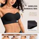 Vertvie Strapless Bras for Women Non-Slip Push Up Wireless Bandeau Bra Seamless Comfort Padded Tube Top Supportive Bralette (Black, M)